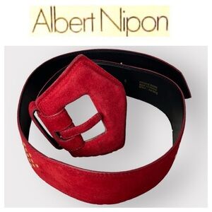 Vintage Albert Nipon Red Suede Belt
